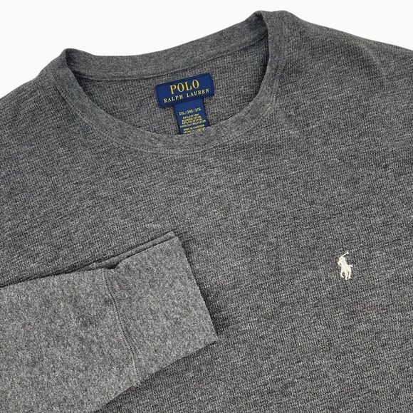 Polo Ralph Lauren Other - Polo Ralph‎ Lauren XXL Waffle Knit Long Sleeve Shirt Charcoal Gray Pony Logo 2XL